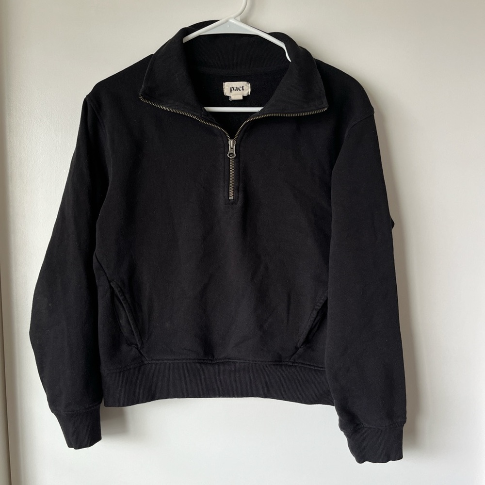 Pact Black Half-Zip Sweater